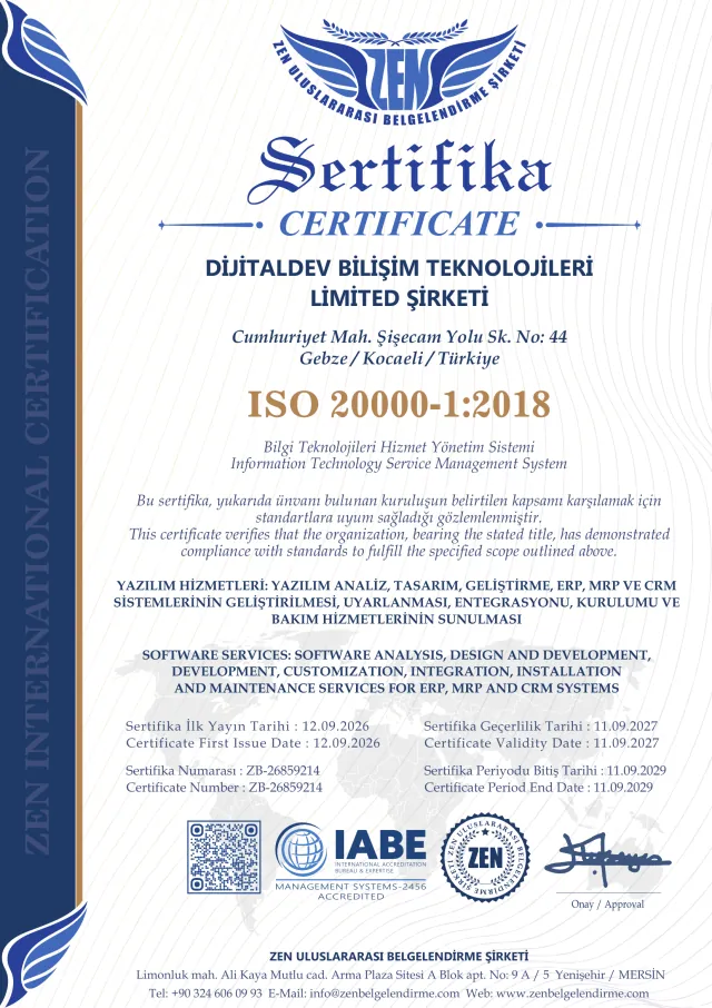 ISO/IEC 20000-1:2018 sertifikası önizlemesi