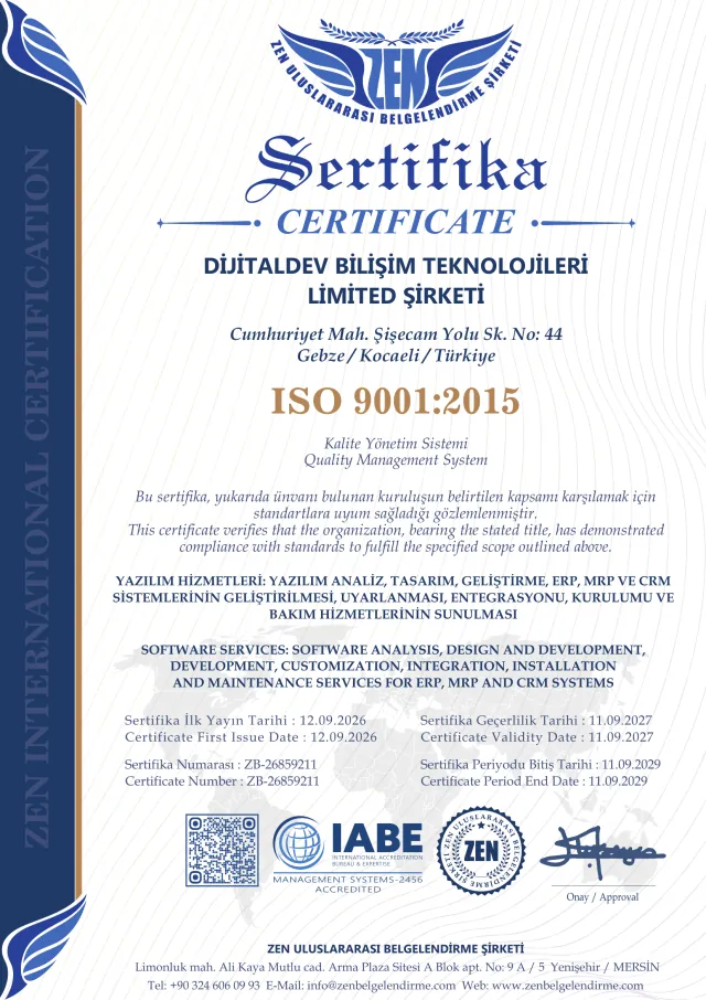 ISO 9001:2015 sertifikası önizlemesi