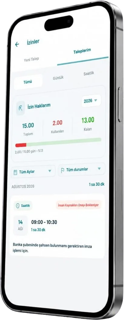 İzin Talep Yönetimi mobil ekranı